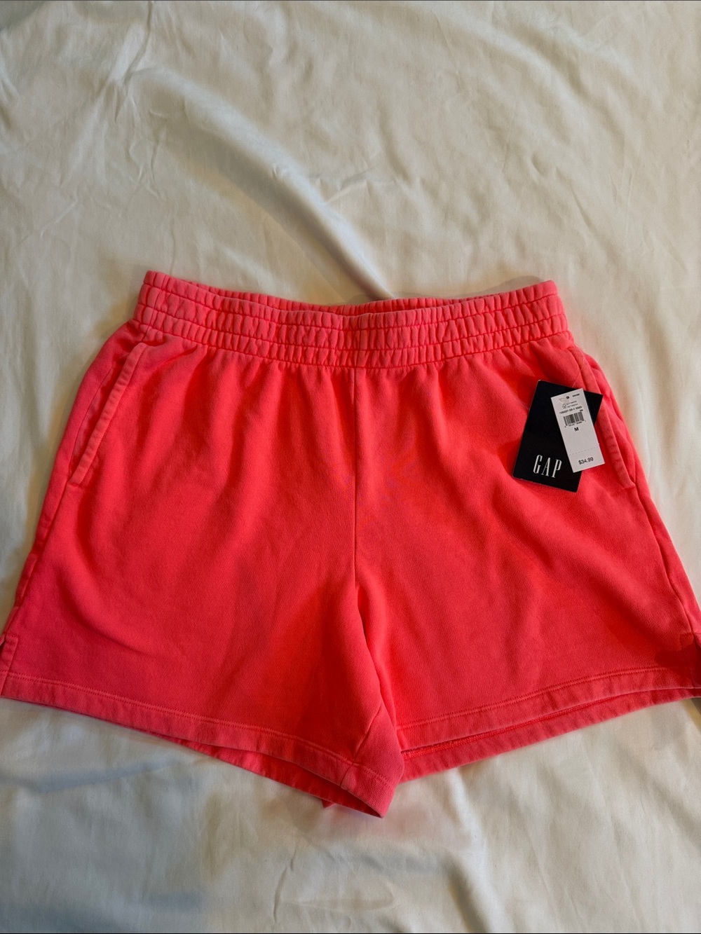 GAP Women's Coral-Red Elastic Waist Athletic Shorts